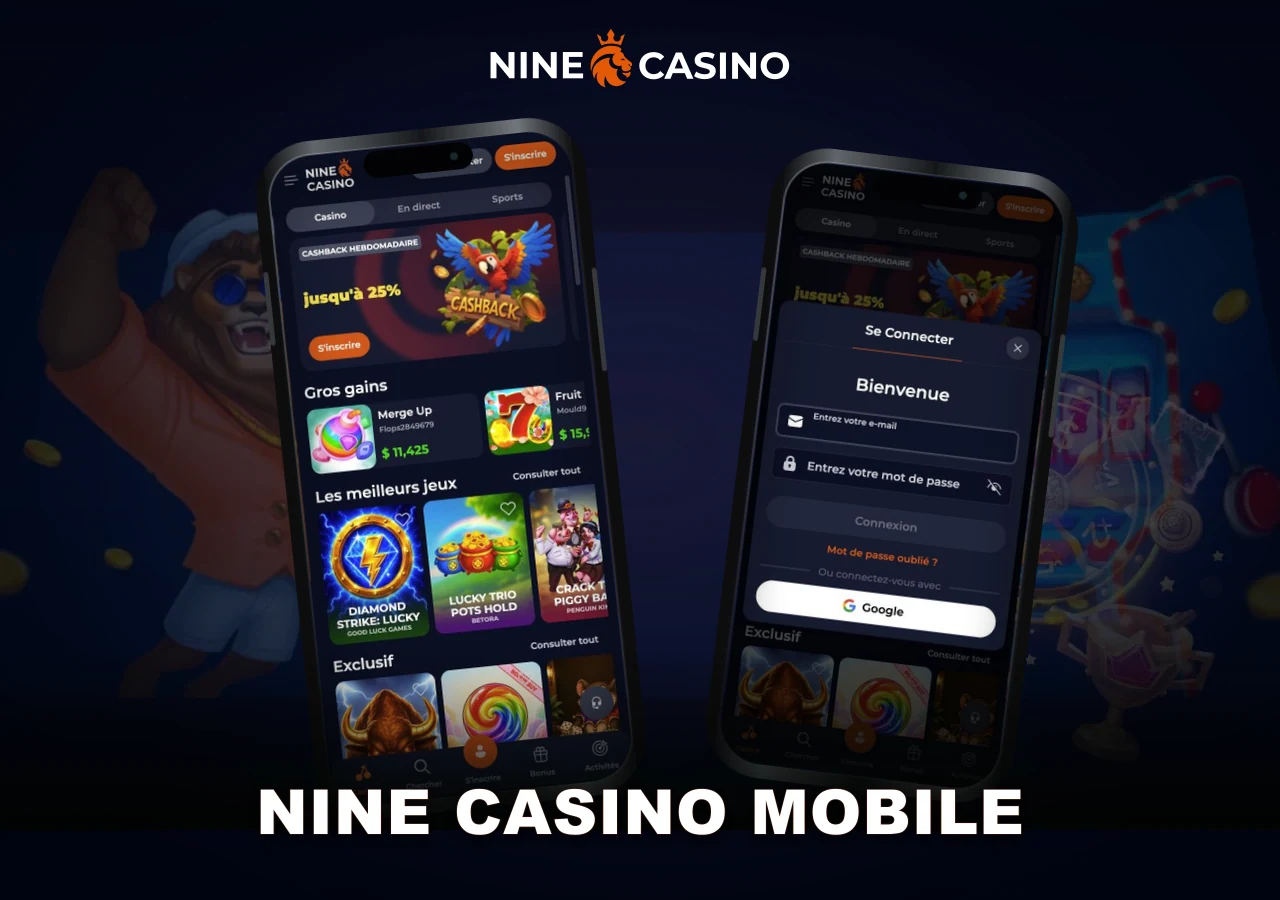 Nine Casino sur Android et iPhone